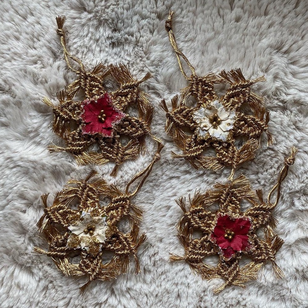 Handmade Macrame Crochet Snowflake Ornaments
